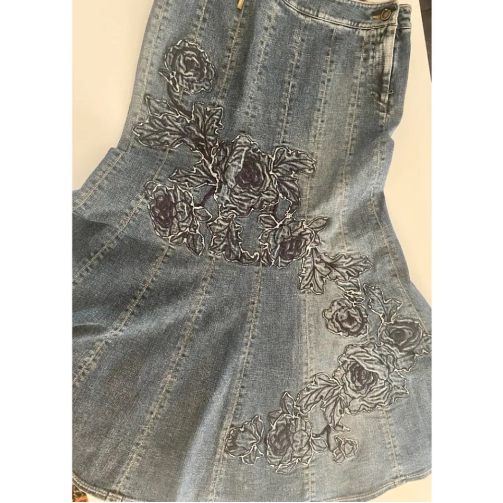 Roberto Cavalli Denim Skirt with Embroidery - Picture 11 of 17